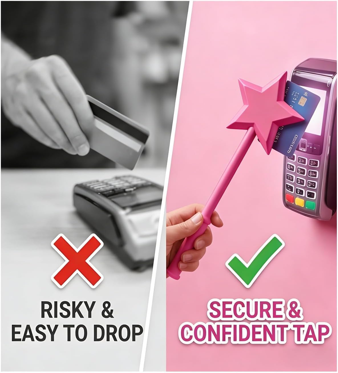 Fairy Pay Wand, 3D Printed Wand Tap to Pay,Star Magic Wands Contactless Payment Card Holder, Taps-to-Pays Credit Card Wands (Telescoping-F) — view 5