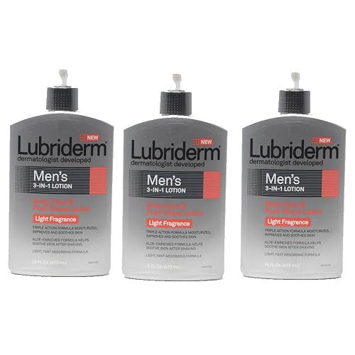 Lubriderm Loción 3 en 1 para cuerpo cara y después del afeitado fragancia ligera 16 onzas paquete de 3