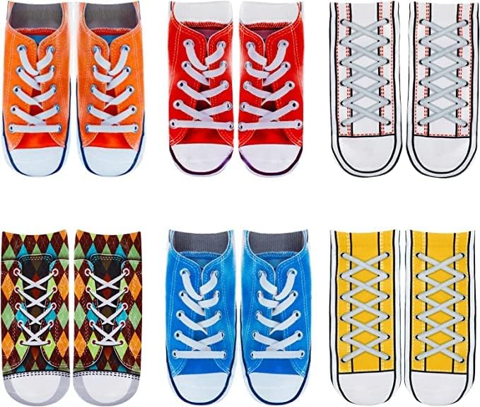 6 Pairs 3D Print Pattern Socks Funny Socks Flip Flops Design Socks Look Like Shoes Fun Gifts