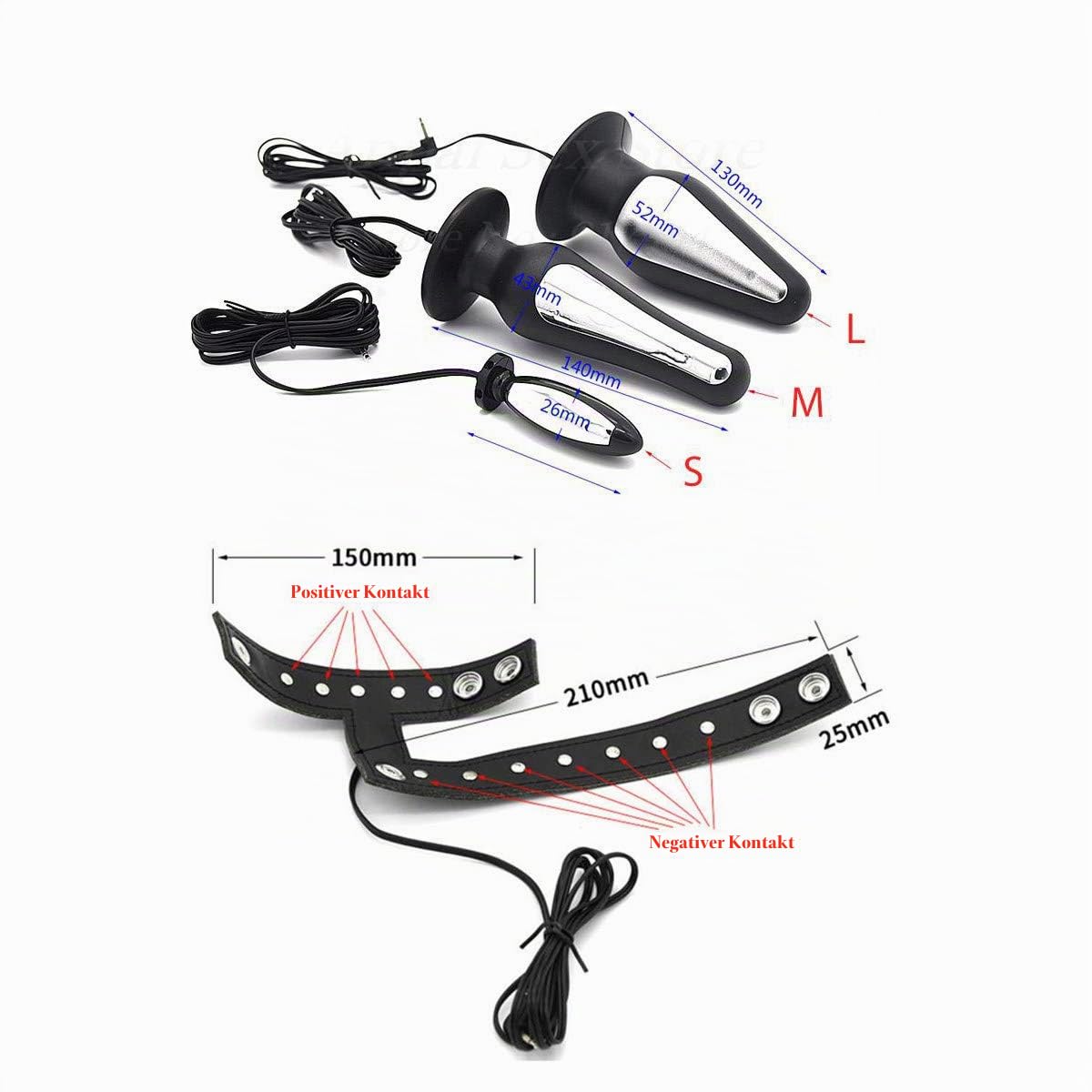 Estim gerät sex mit App,Elektro Shock Analplug Analdildo Leder Penisring/Cock Ring Elektroden Zur Elektrostimulation Reizstromgerät Folter Stimulator SM Sexspielzeug für Männer Frauen Paare,S