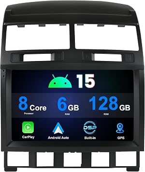 VW Touareg 7L 2002-2010 9 IPS Android 14 6GB+128GB Built-in DSP Carplay Camera + Microphone Support RDS GPS DAB WiFi BT5.0 SWC