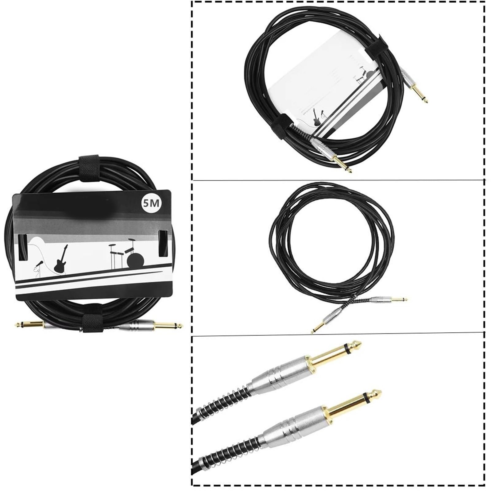 Akustikgitarrenkabel 5 Meter Langes Gitarreneffektkabel Mit Geräuschunterdrückung 6,35 Mm Federbelastetes Effektpedal-Zubehör(10M)