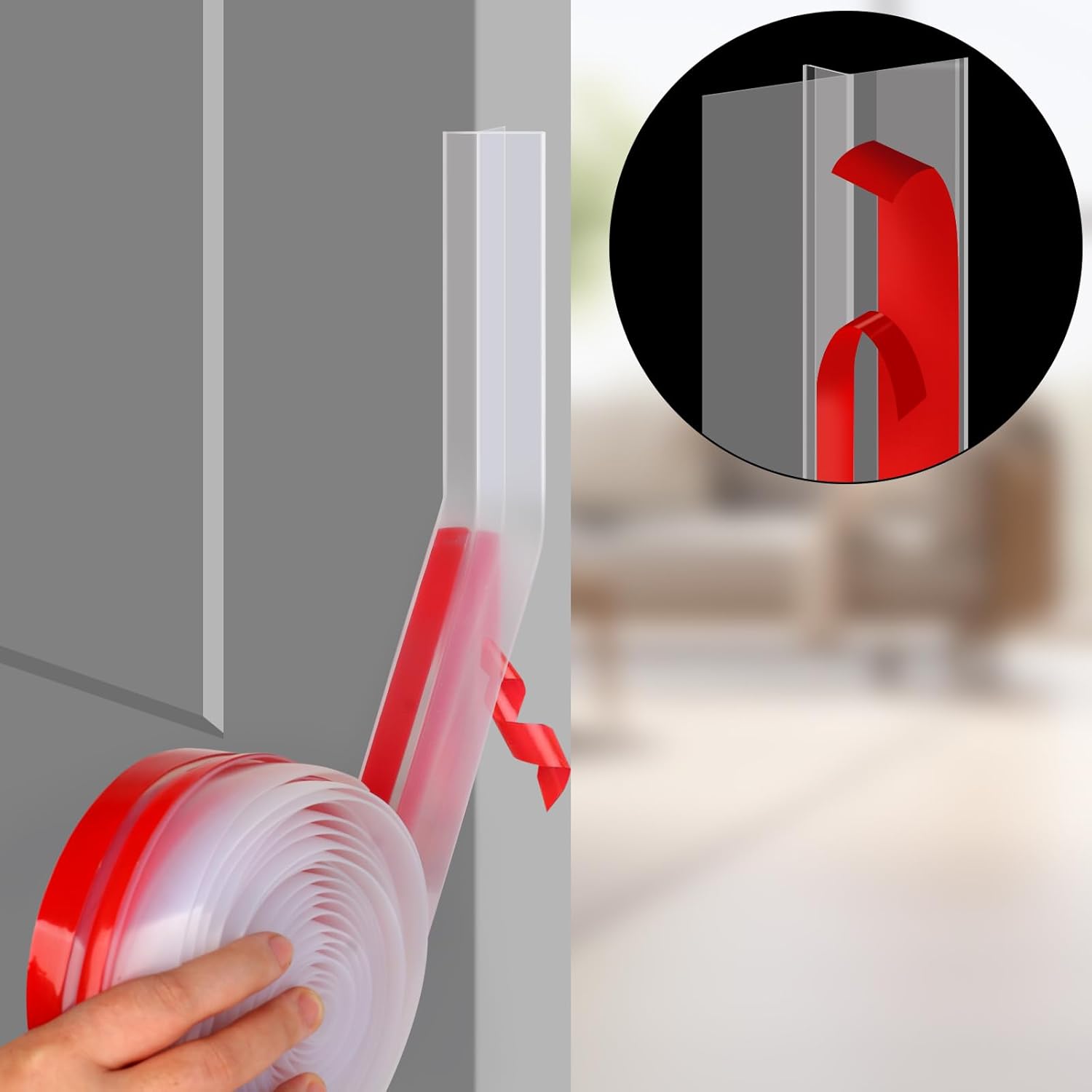 benory 20ft t-shaped silicone weather stripping seal, door seal tape for doors and windows, blocks cold drafts and reduces noise 2"w x 20ft clear