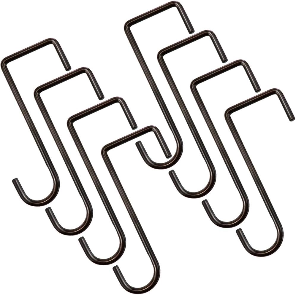HiGift 8 Pack Vinly Fence Hooks, 2 x 6 inch Patio Brown Powder Coated Steel Fence