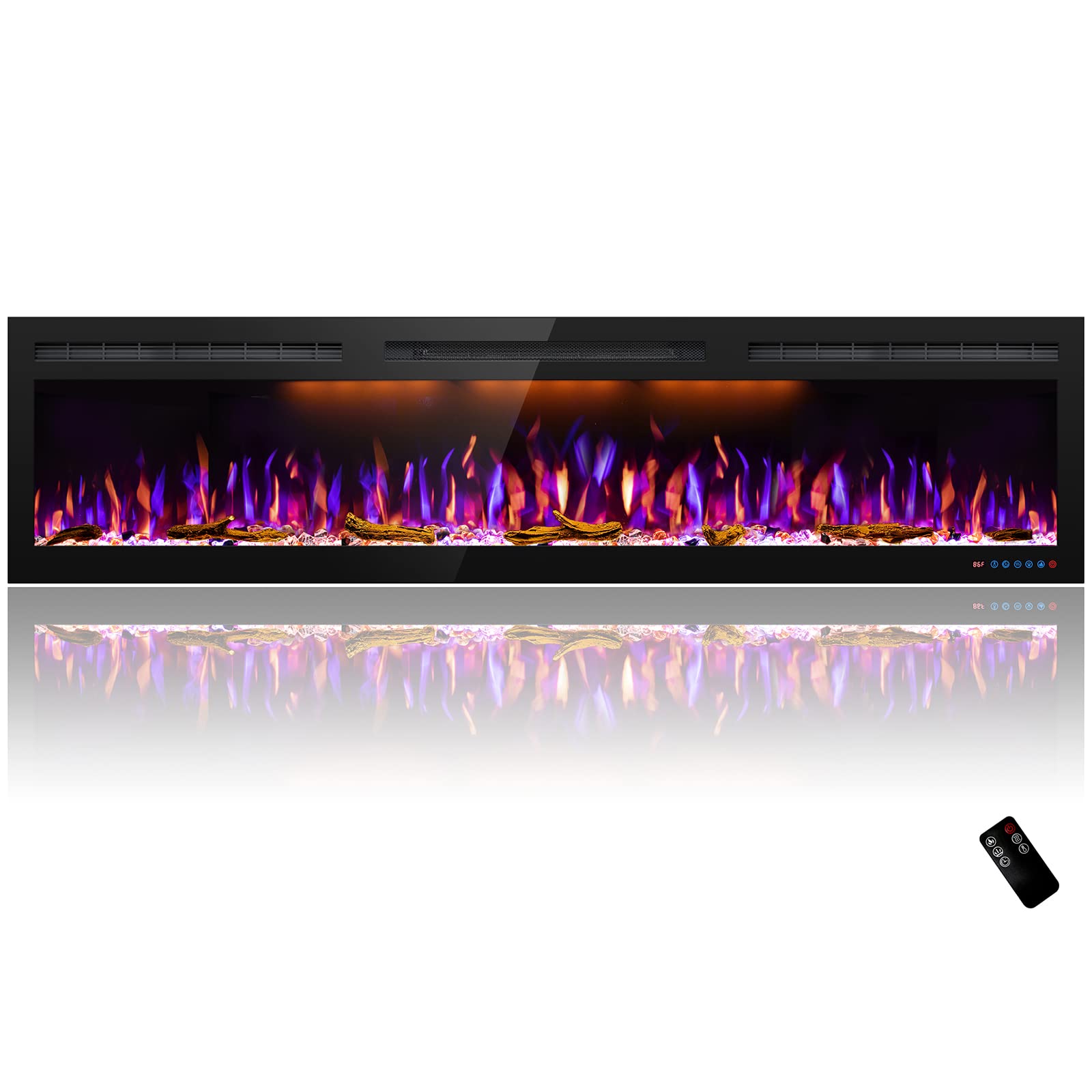 Mystflame 72 inch Electric Fireplace Ultra Slim Frame in Wall