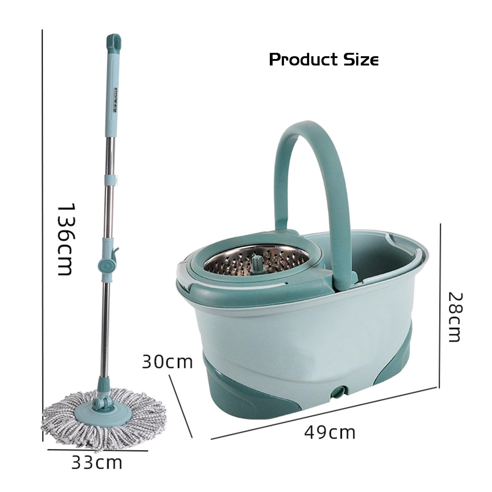 Mopp- Und Eimer-Set Mit Auswringer, 12 L (3,17 Gallonen), Kunststoff-Moppeimer For Nass- Und Trockengebrauch, Bequemer, Langlebiger Ausgießgriff For Hausreinigung, Camping Und Wohnmobilfahren ( Color