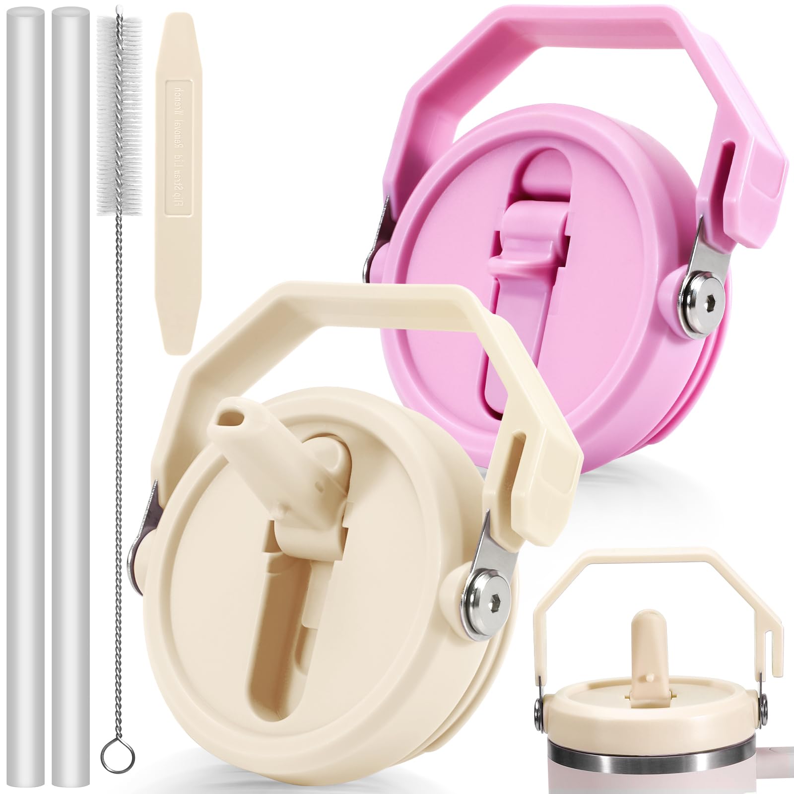 ANTAND 2 Pack Leakproof Portable Lid Replacement 40 oz Only for Stanley Quencher H2.0 Tumbler Cup Accessories, Detachable Flip Straw Lids,