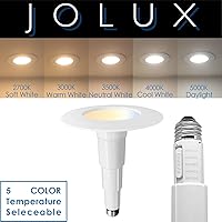 Vista 2 de Jolux Luz LED ajustable de 4 pulgadas 5CCT para remodelación, 2700K-5000K CCT seleccionable, 6W = 40W 500LM, base E26 regulable, borde biselado