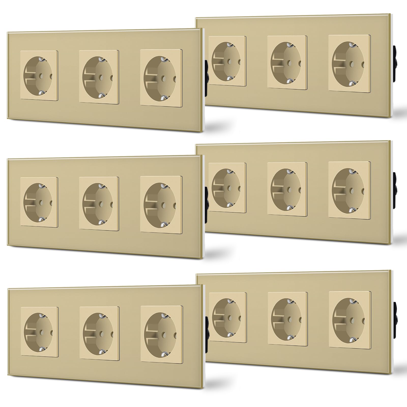 BSEED Enchufe de Pared con USB C,Enchufes Dobles Empotrados con Cristal,Toma de Corriente,Seguridad infantil,Fácil de Instalar,M Serie,2 Enchufes con USB y Tipo C,157mm Blanco — view 9