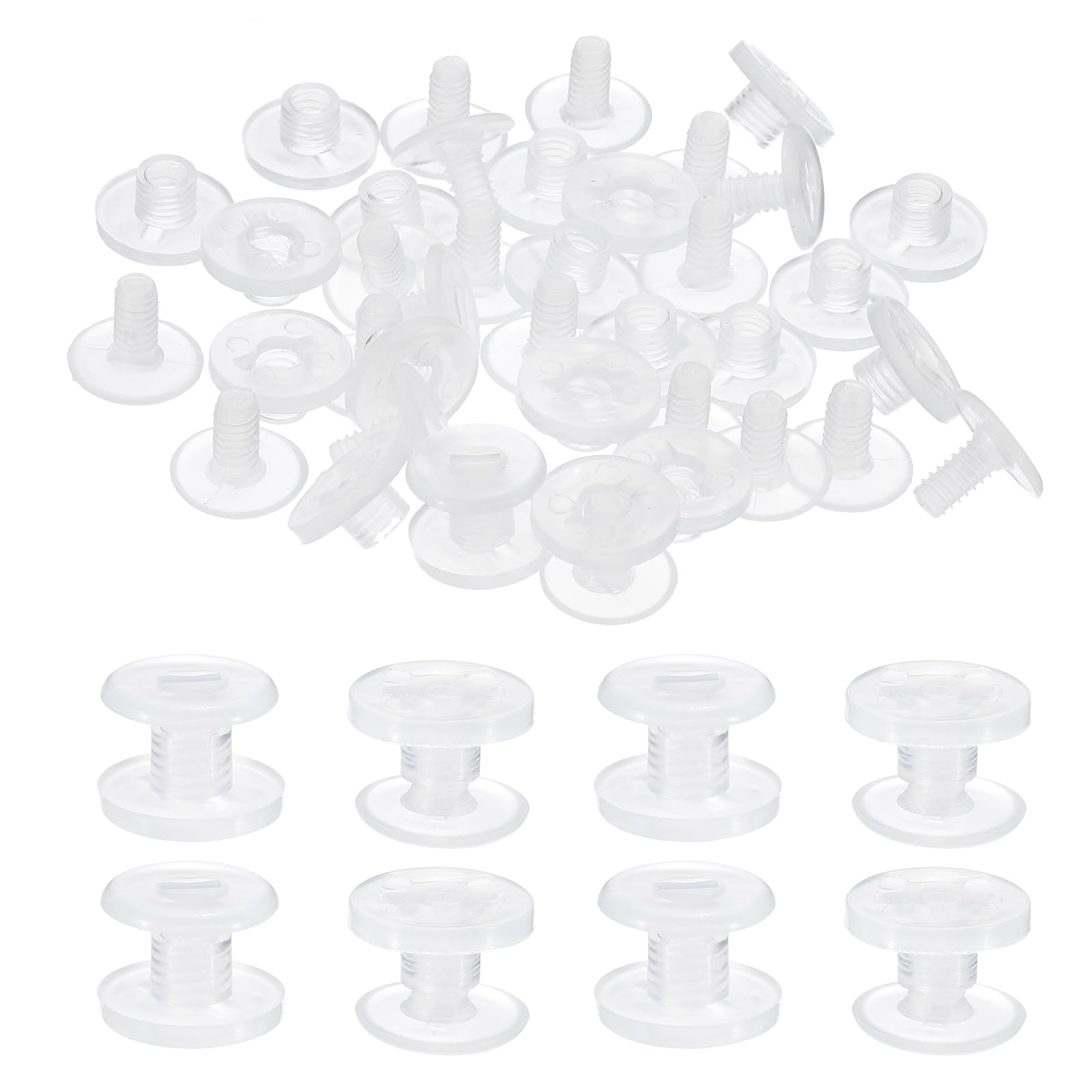 PATIKIL 10mm Viti Chicago, 20 Set Viti Chicago in Plastica, per Rilegatura, Rivetti, per Cinture in Pelle, Album Fotografici, Trasparente