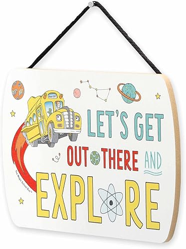 Miniatura 2 de Open Road Brands Scholastic The Magic School Bus Let's Explore - Decoración colgante de pared de madera, divertido letrero mágico de autobús escolar