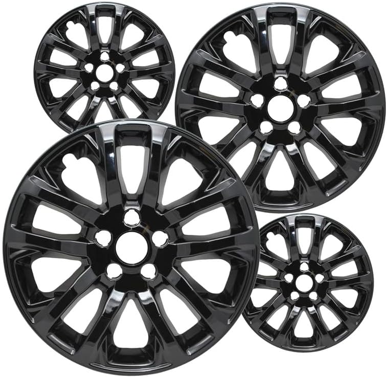 Fuel Rider Set of Four (4) 17 inches Gloss Black ABS Wheel Skins Impostors Wheel Covers Compatible with 2019-2022 Jeep Cherokee Wheels- Auto Tire Replacement Cap Cover