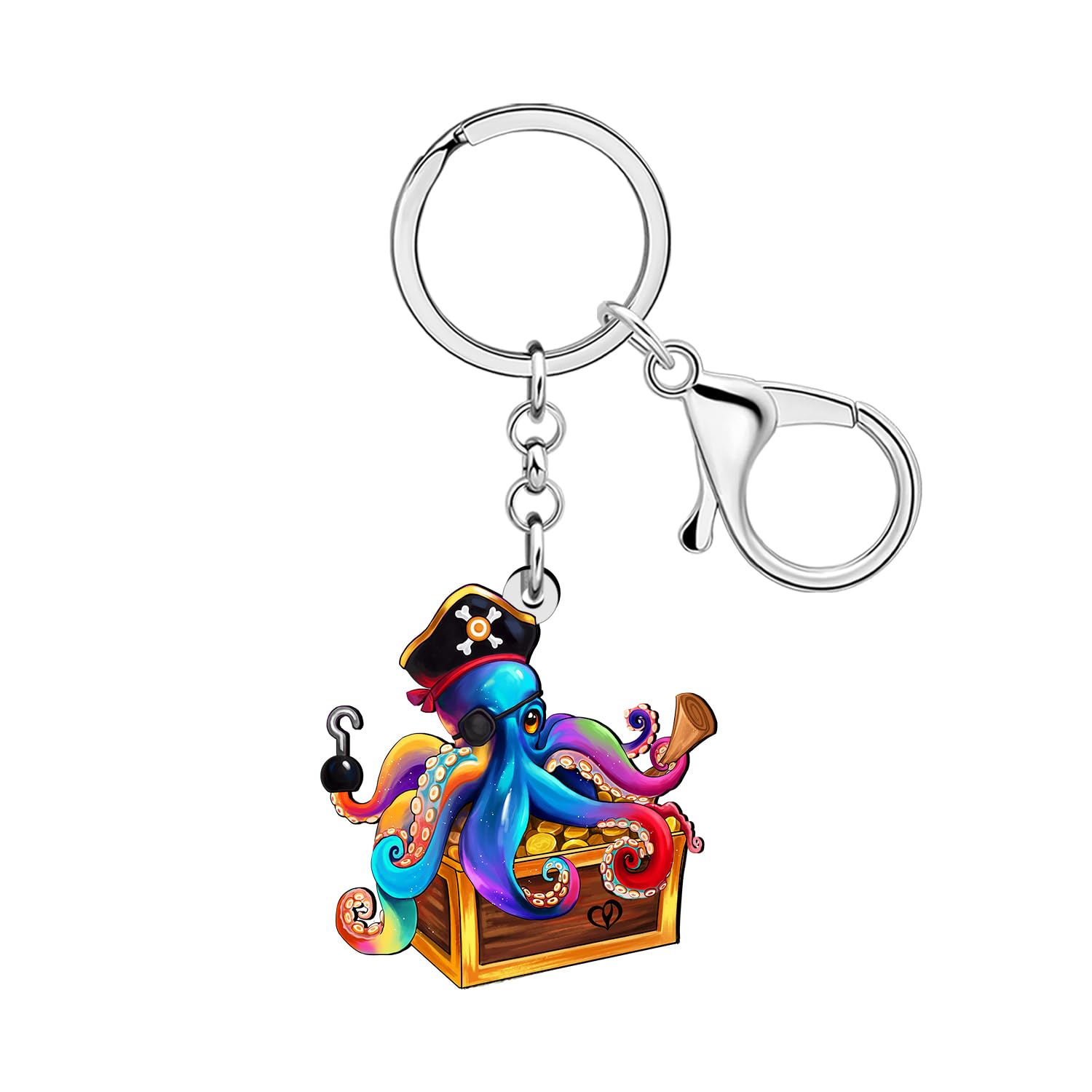 LONYOO Acryl Lustiger Oktopus Schlüsselanhänger Piraten Zubehör Oktopus Geschenke für Tierliebhaber Frauen Kind Mädchen Damen Geldbeutel Rucksack Charms