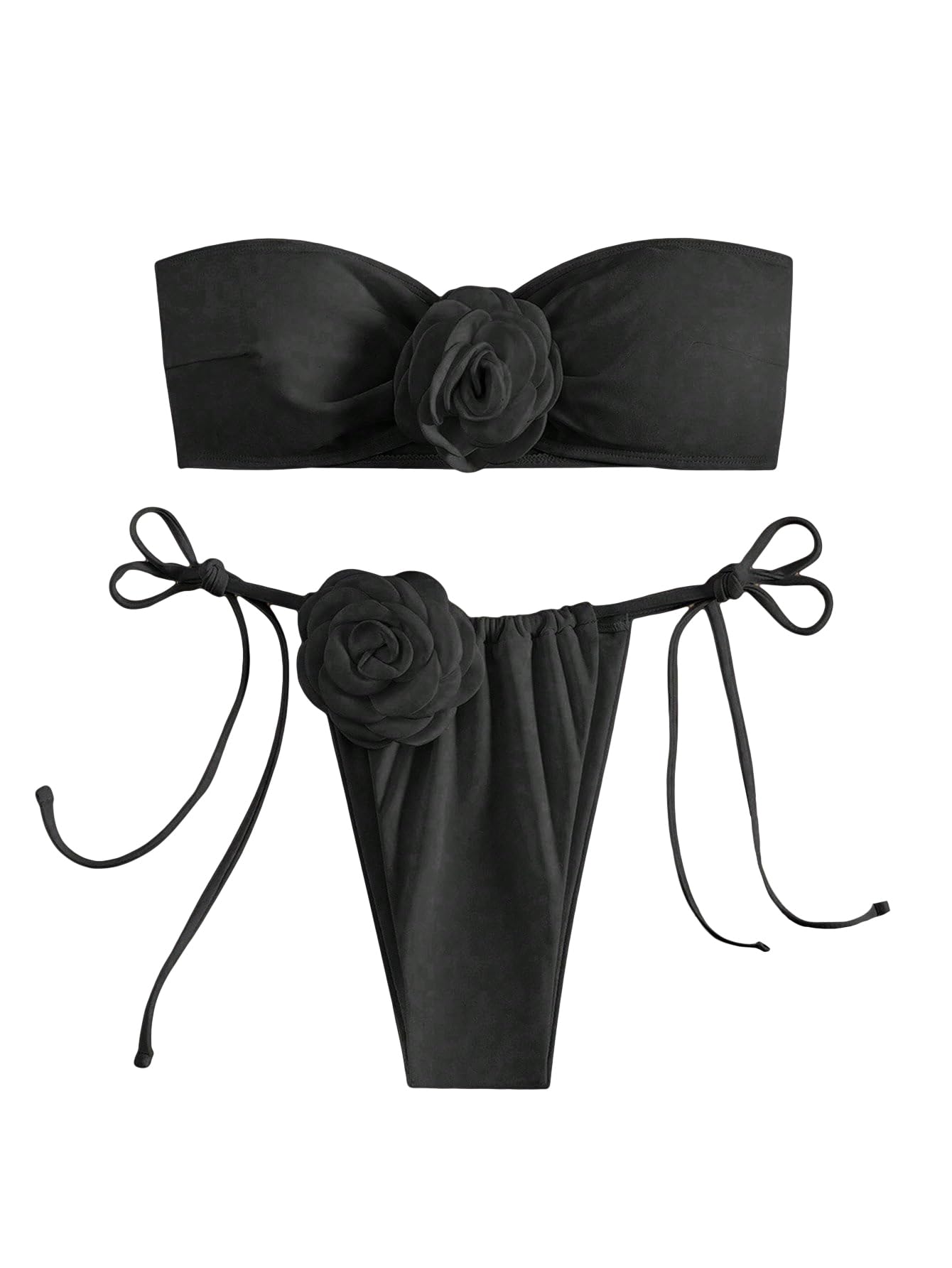 Plaid Bandeau High Cut Bikini Set