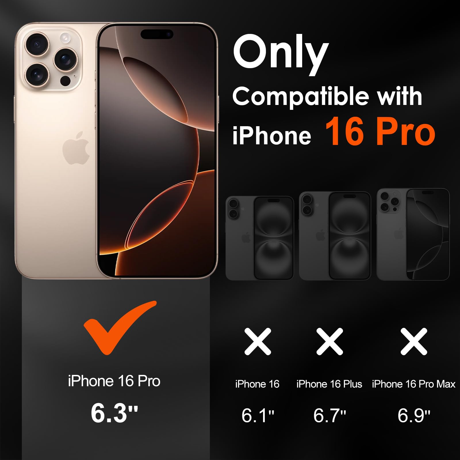 iVoler Vetro Temperato per iPhone 16 PRO, 3 Pezzi Pellicola Protettiva Anti Graffio e Fotocamera Con Cornice di Installazione, HD Chiaro, Senza Bolle