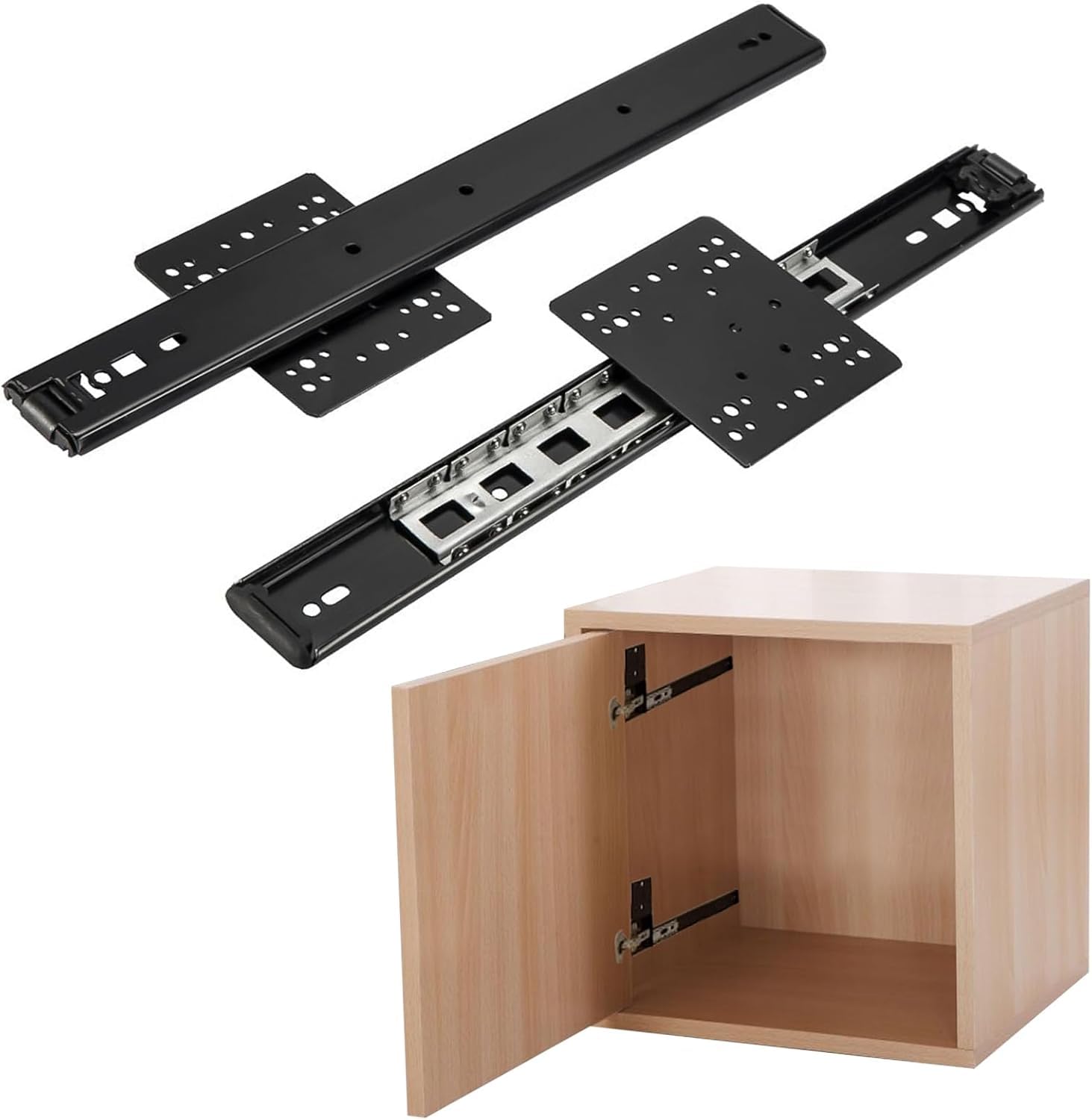 Riel de metal de 70 cm y herrajes para gabinetes con sistemas deslizantes silenciosos