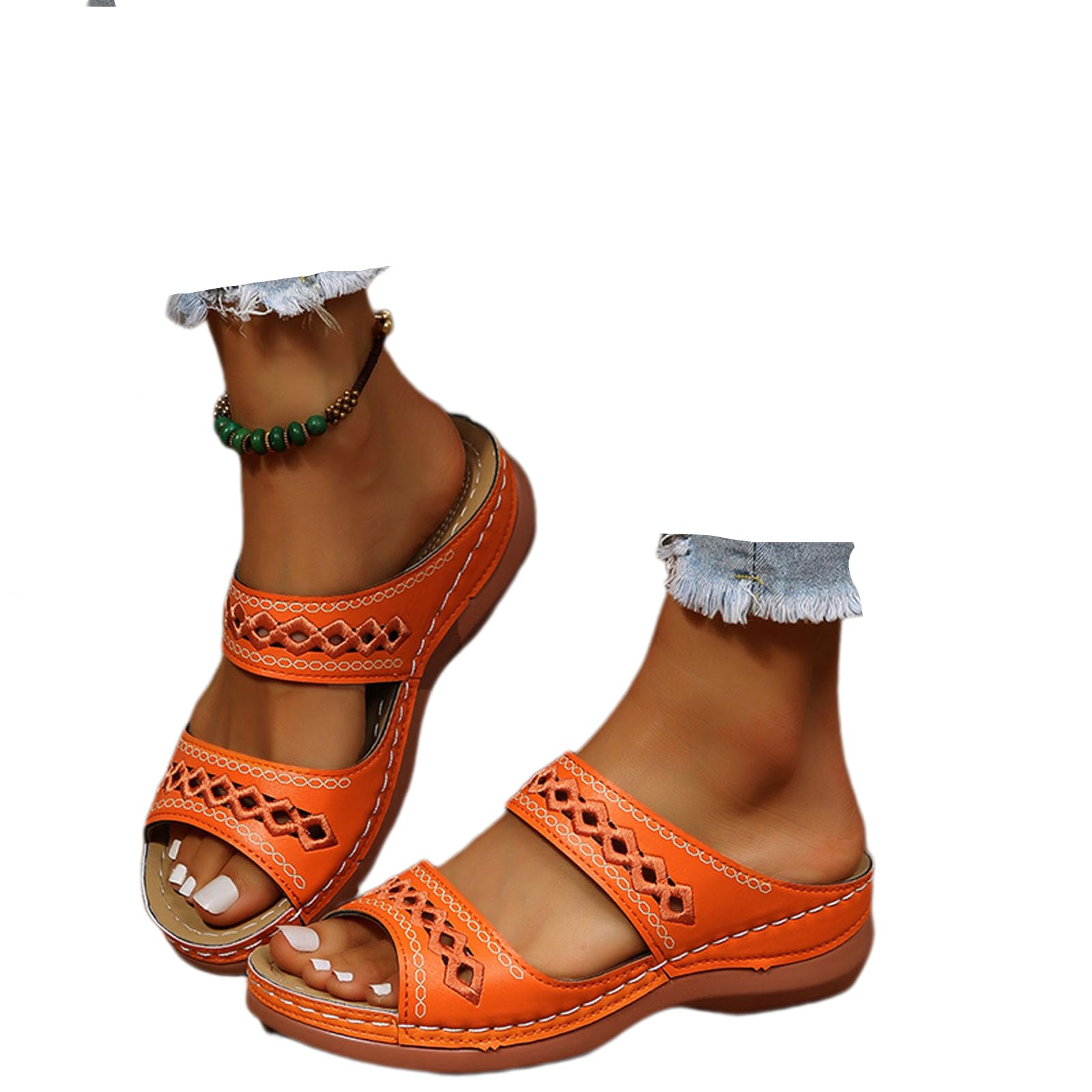 Orthopedic Wedge Sandals for Women Summer Dressy 2025 Flat Open Toe Platform Sandals Casual Boho Slip on Sandals Beach Sandals Dress Shoes Comfortable