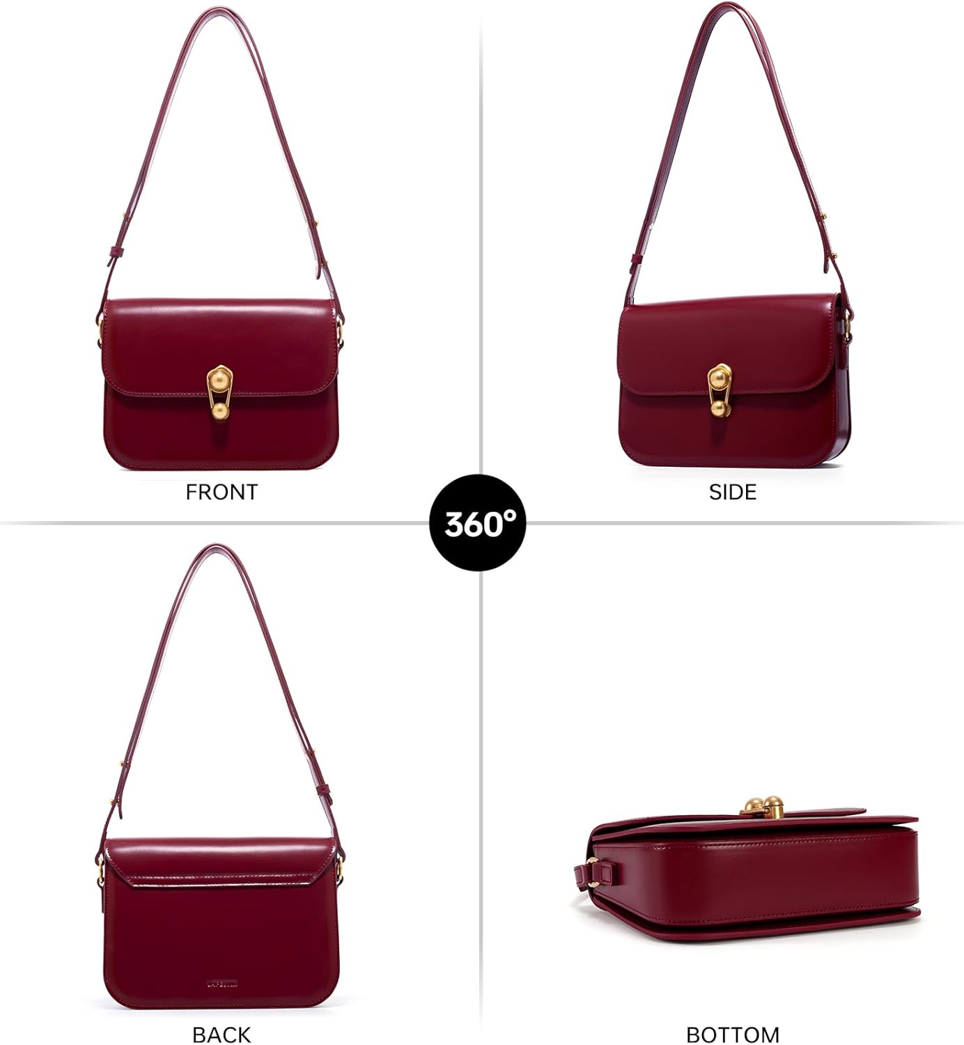 LA FESTIN Small Leather Purse Crossbody Bags For Women: Black Shoulder Handbags Crossbody Bag - Image 6