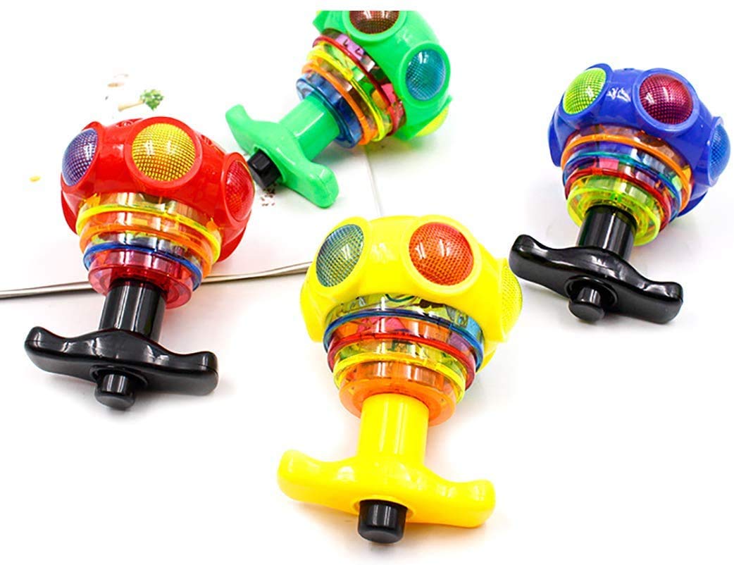 LED Light Up Flashing UFO Spinning Tops 3PCS Spinning Top Creative Funny Light up Peg-top Spin Gyro with Music for Kids