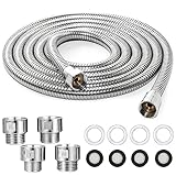 [NPH] 交換用シャワーホース（長さ3m） ステンレス製 360度回転 絡まり防止 交換用アダプター付き