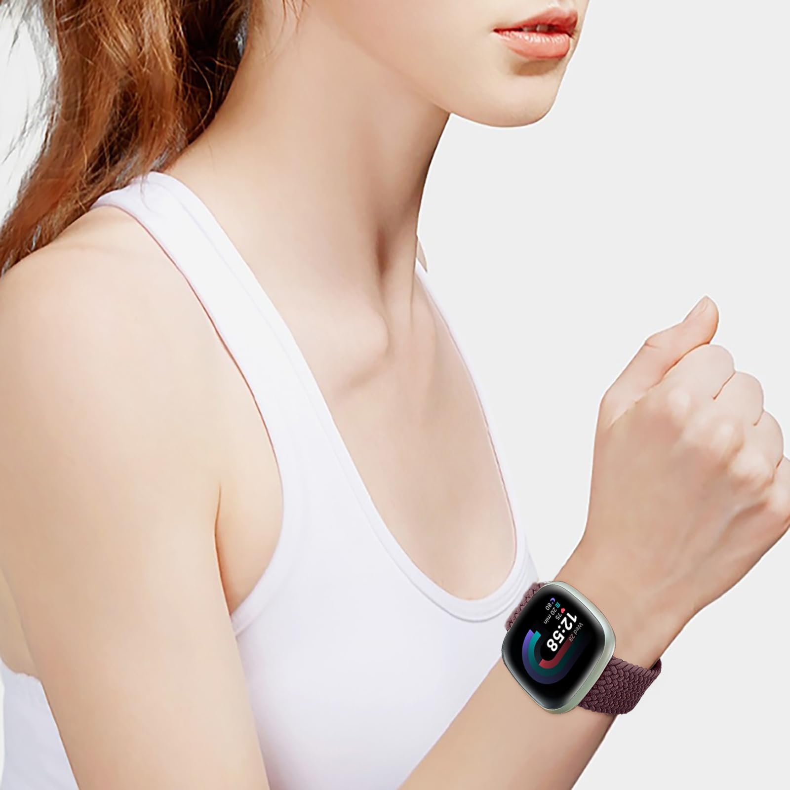 Zythtic 2 Pack Braided Straps Compatible with Fitbit Versa 3 Strap/Fitbit Versa 4 Strap/Fitbit Sense/Sense 2 Strap for Women Men Elastic Nylon Straps for Versa 3 /Versa 4 /Sense/Sense 2 - Image 4