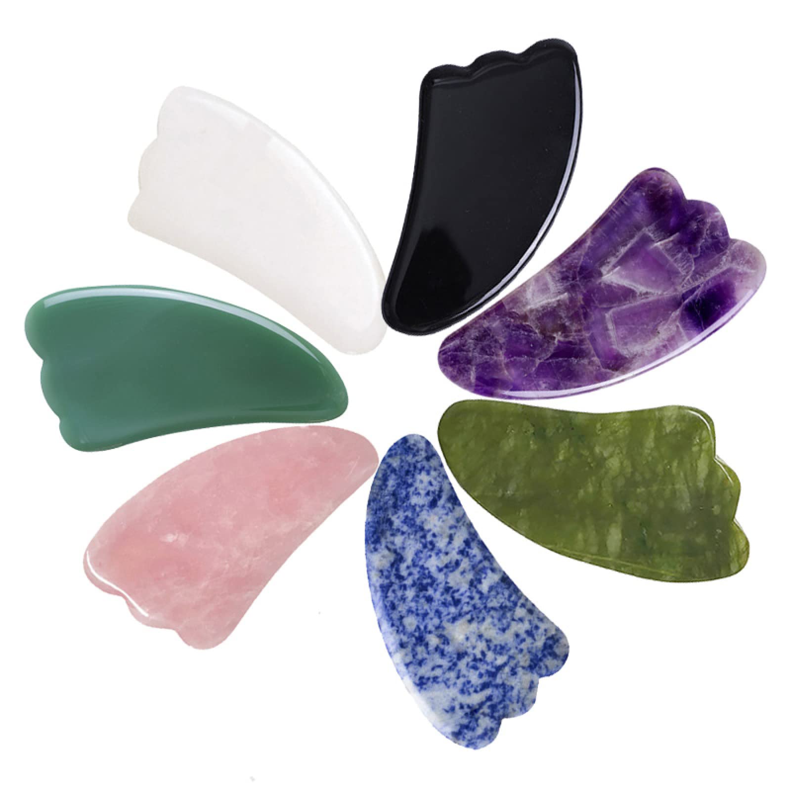 Rascador Gouache de cuarzo rosa, piedra de jade Gua Sha, juego de herramientas de masaje para el cuidado de la piel, rostro, espalda, cuello, masajeadores, tipo 8