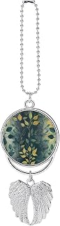 Light Green Leaves Car Hanging Ornament Car Photo Angel Wing Pendant Rearview Mirror Hanging Accessories Personalized Picture Ornament Gift for Automobiles Home Window Silver