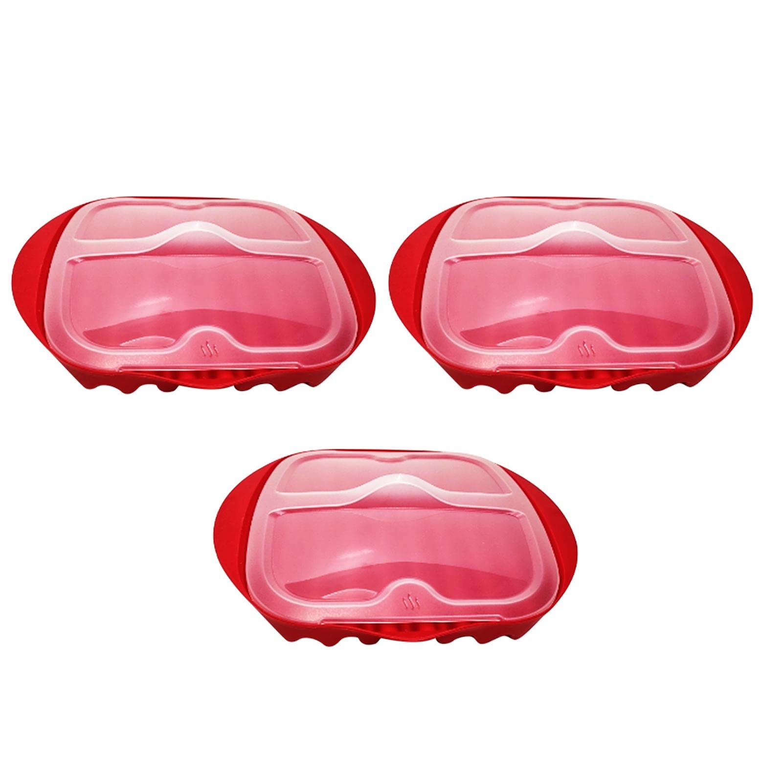 Lam-lord Microwave Bacon Cooker, 3Pcs Microwave Bacon Crisper Trays with Clear Lid, Reusable Food Grade Splatter Proof Bacon Maker Washable Bacon Grill Plate for Kitchen Cooking Oven​