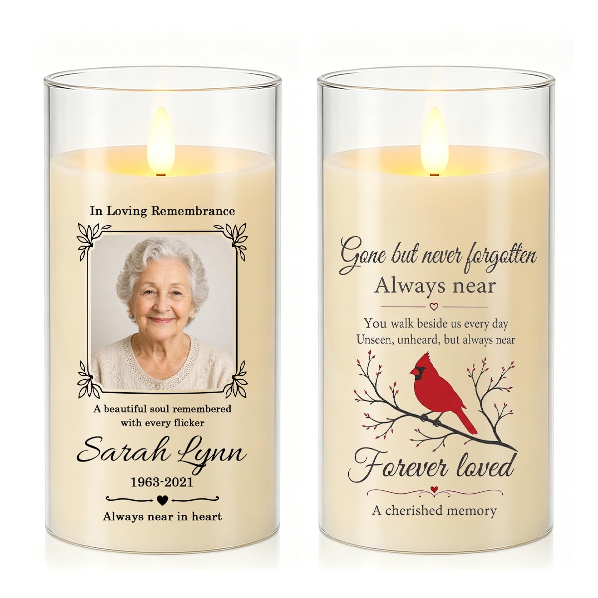 Custom Photo Memorial LED Candle,Personalized Name Year Remembrance Gift