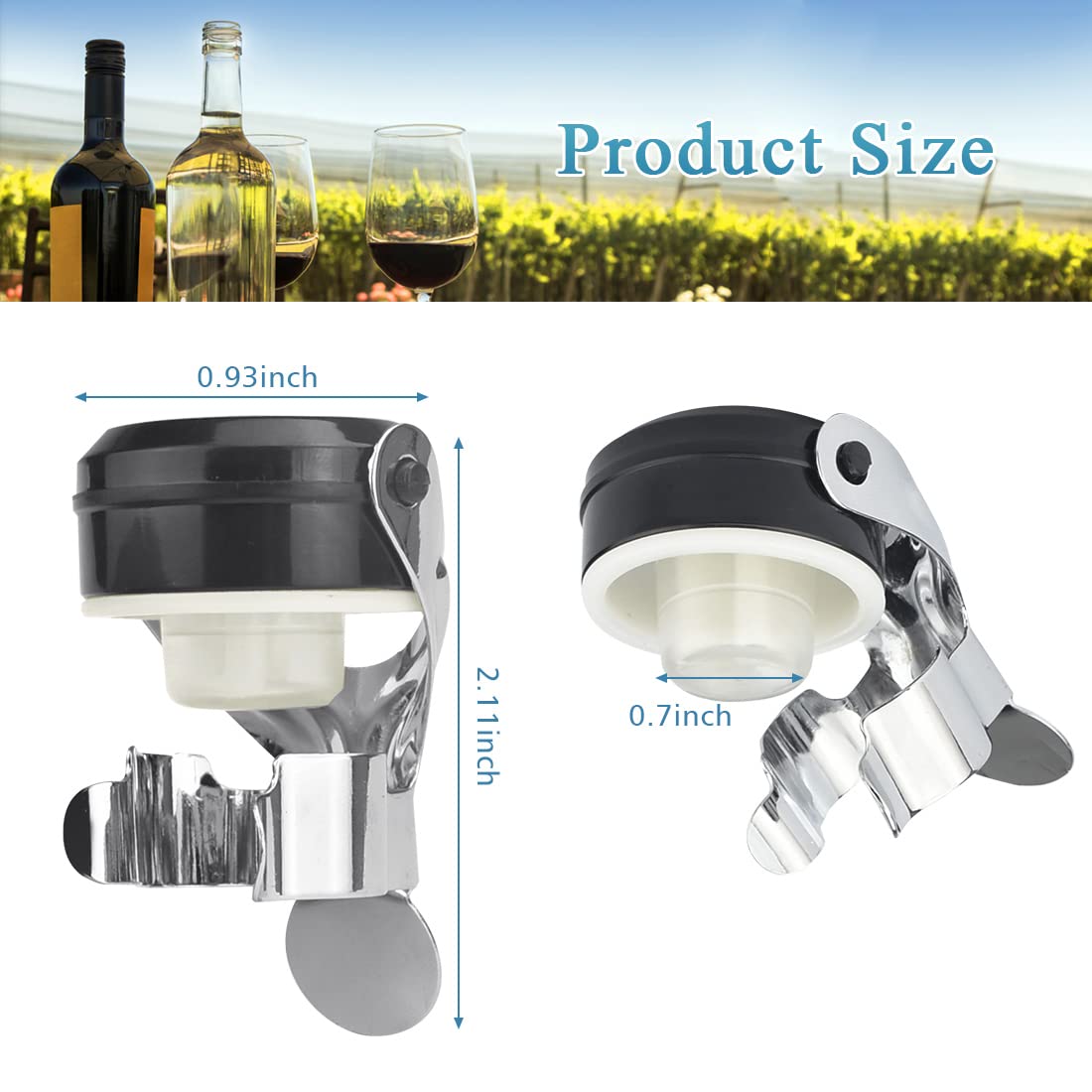 4 Tapones Universal para Conservar Cava y Vino Champagne, Antigoteo Mantiene el Fresco 10 Días