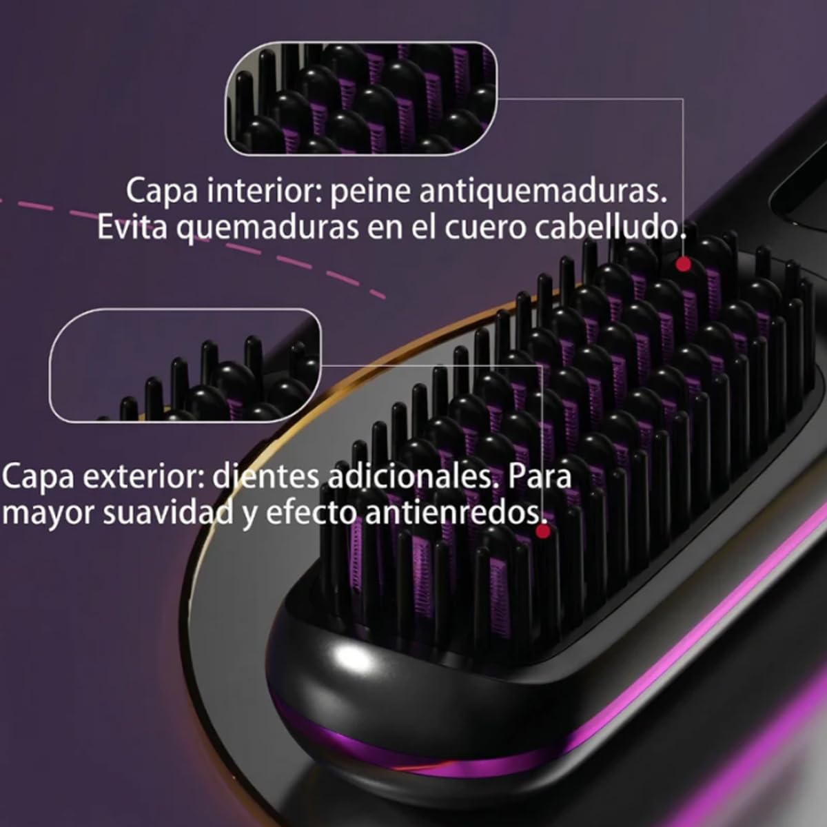 Cepillo Suavelia, Cepillo Inalámbrico Pelo Corto, Alisador Cerámico Para Pixie, Bob, Flequillo, Peinado Rápido Sin Tirones, Volumen Duradero (Negro) — view 5