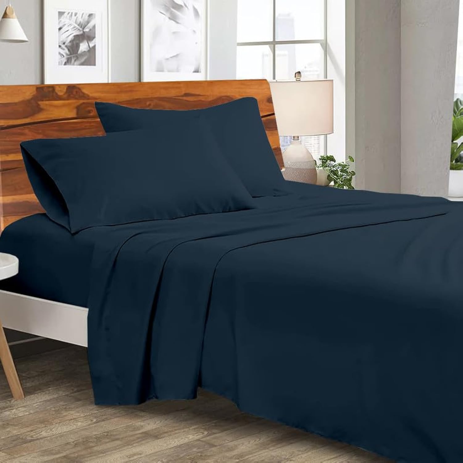 linenaffairs Microfiber Bed Sheets-Hotel Luxury Bedding 1800, Ultra-Soft Microfiber Wrinkle Free Luxury - Navy Blue Solid_Single Size (B08YX3523T) Amazon Price History, Amazon Price Tracker