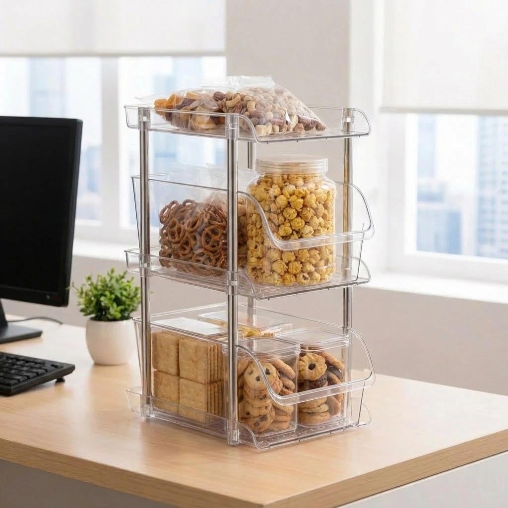 Organizer per lavello, a 3 ripiani, sotto il lavandino, trasparente, per bagno, cucina, ufficio