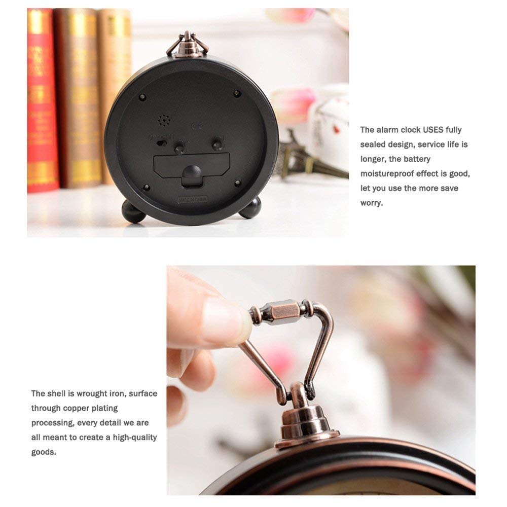 Orologio Da Scrivania Retrò Maxspace - Sveglia Silenziosa Senza Ticchettio, Batteria AA, Vetro Frontale - Foto 8