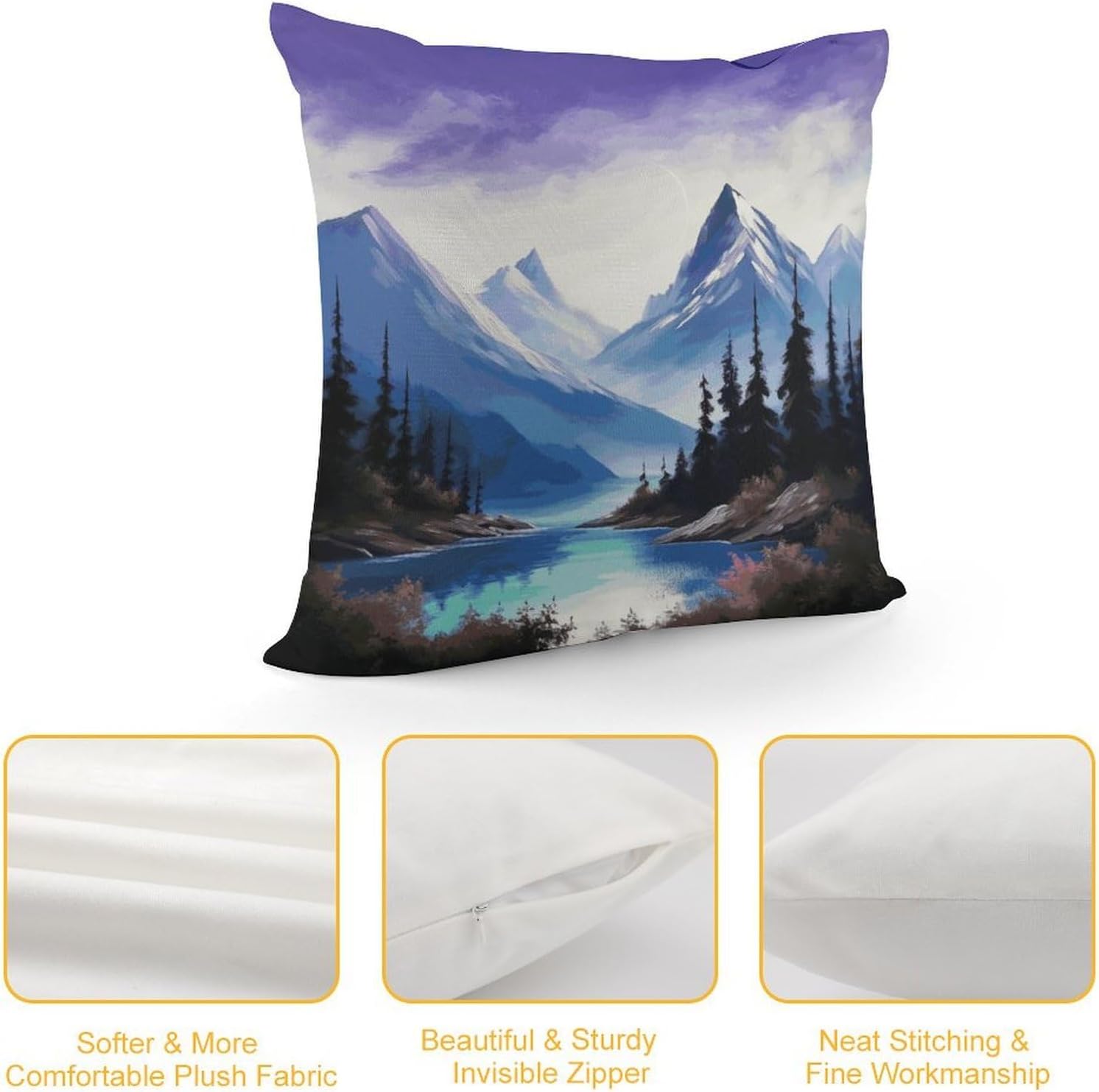 Mountains Painting Pillow Cover Square Pillow Case image 3