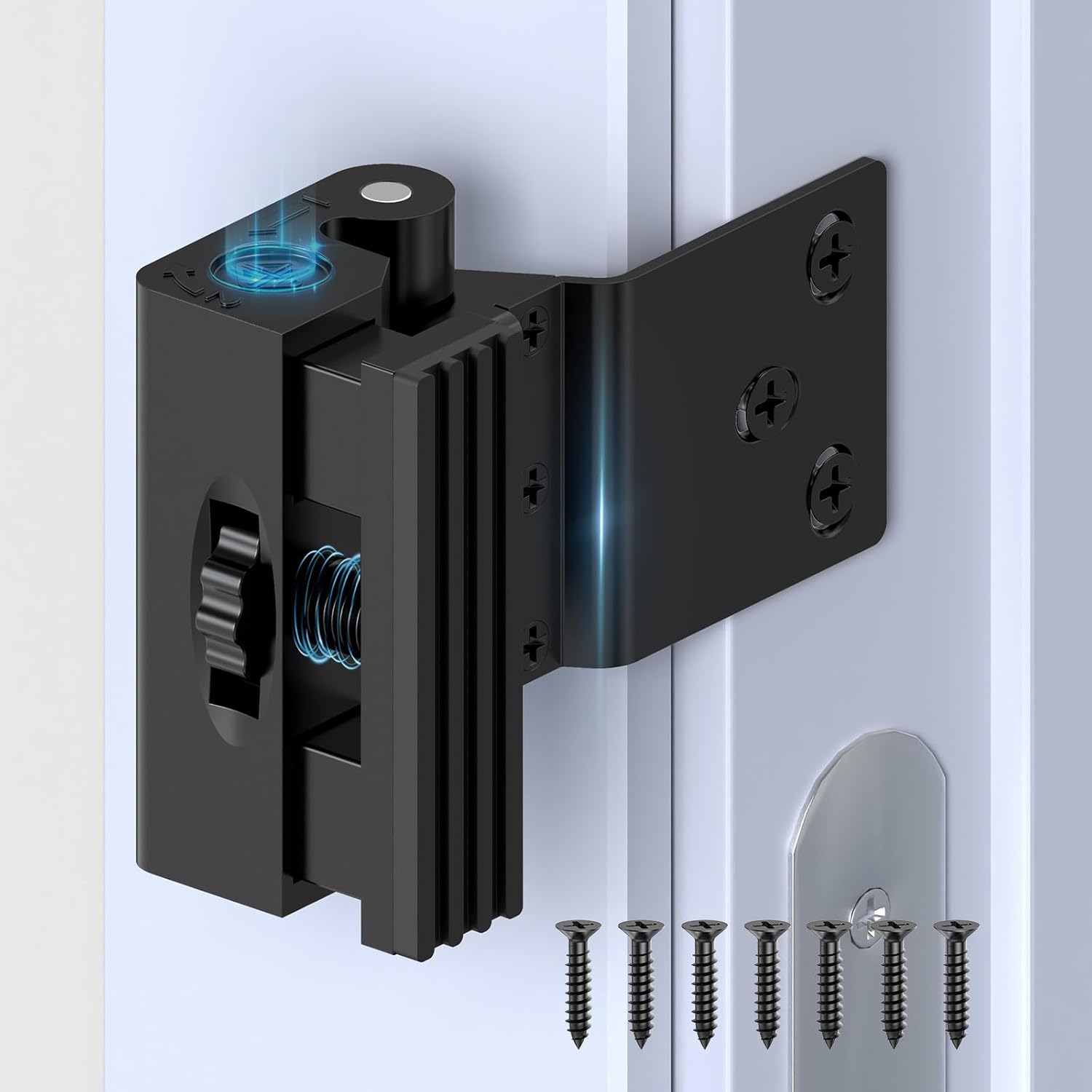 Upgraded Aluminum Alloy Door Reinforcement Lock - Home Security Flip Deadbolt Door Latch with Screws - Withstands 800 lbs, Fits Inward Swinging Apartment, Bedroom (Black-1 Pc)