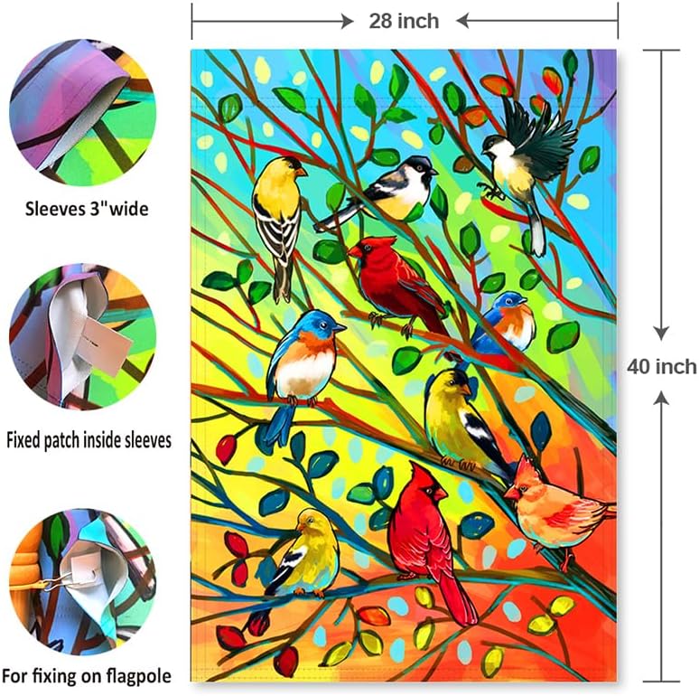 Tree Bird House Flag 28x40 Inch Double Sided Welcome Holiday Yard Outdoor Decoration - Image 3