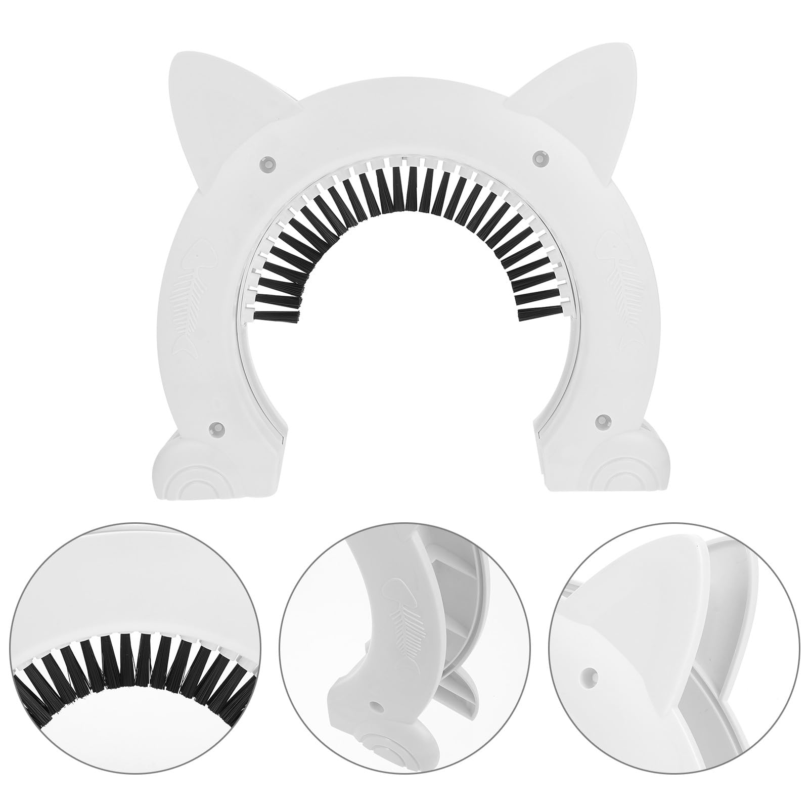 Artibetter Chatière pour Chat Intérieure en Abs avec Brosse Intégrée, Cadre Pratique Blanc pour Accès Intérieur et Extérieur, Porte pour Animaux de Compagnie