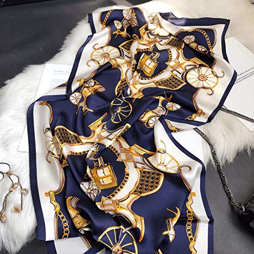 Dark Blue Silk Scarf Female Satin 100% Silk Silk Scarf Spring and Autumn Winter Long Paragraph Wild Cheongsam Shawl3