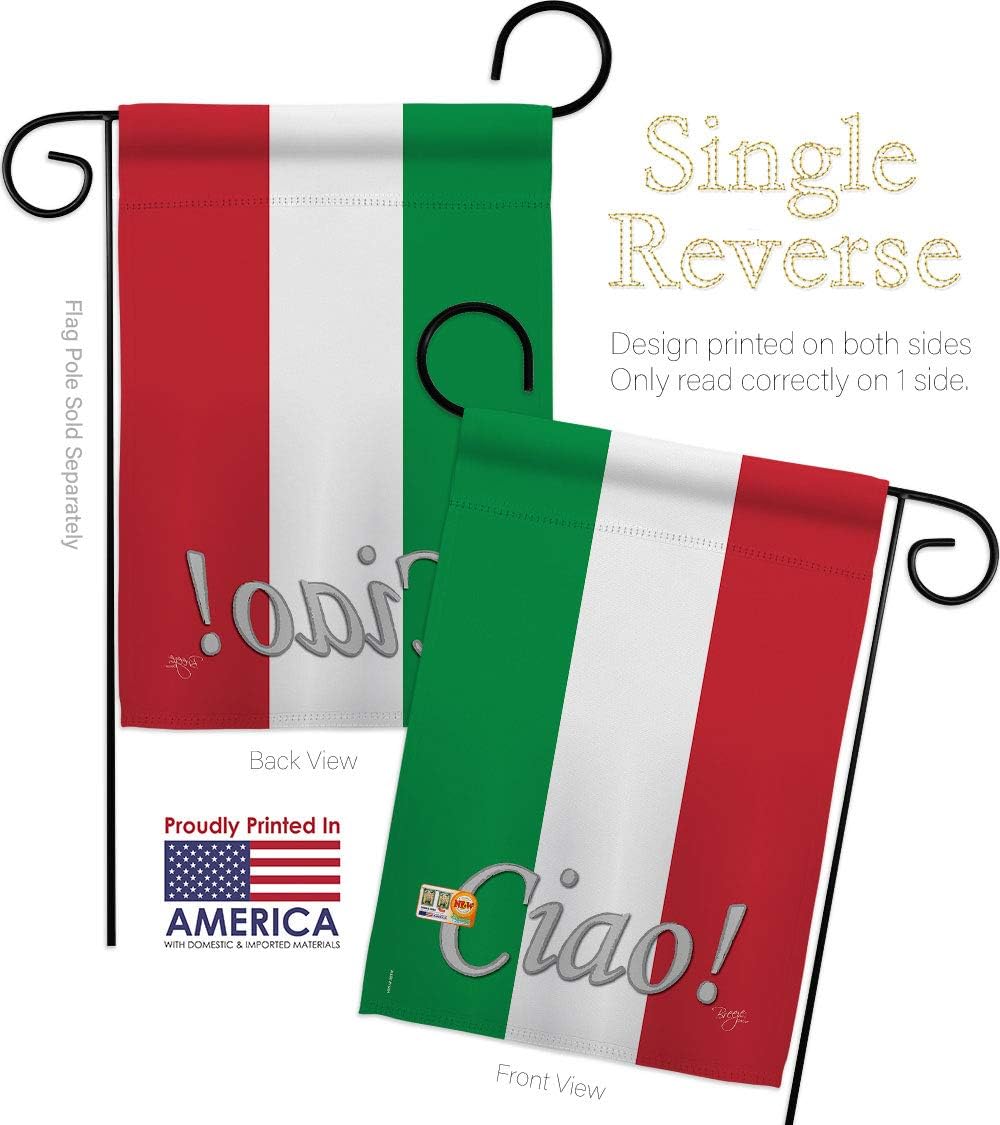 Italian Garden Flag Set Wall Holder Regional Nationality Nation International World Country Particular Area Small Decorative Gift Yard House Banner Made In USA 13 X 18.5