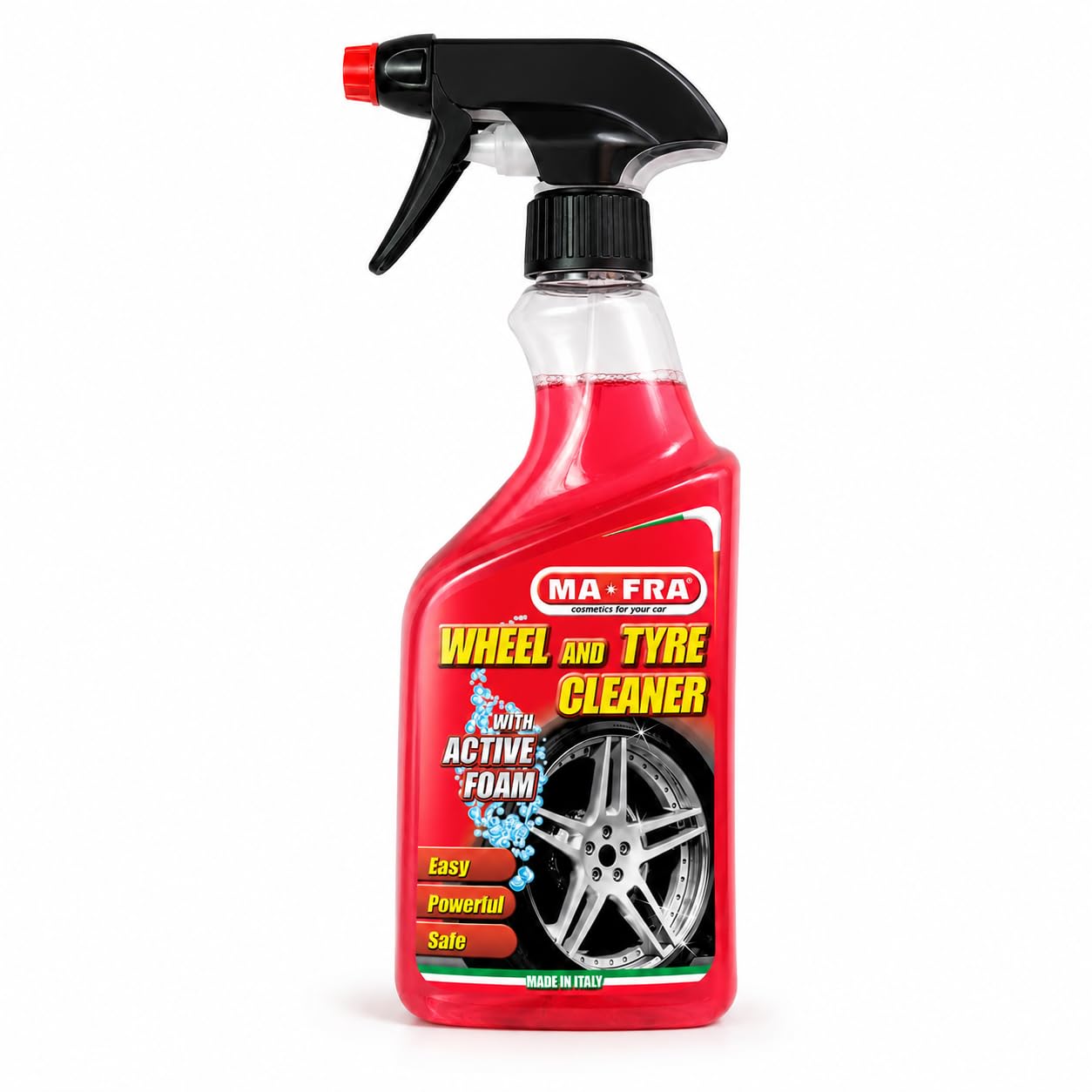 MAFRA Wheel & Tyre Cleaner, Removes Brake Dust, Road Grime, Restores Tyre Color, Acid Free Formula Safe on Alloy, Chrome & Painted Wheels Deep Cleaning Formula Restores Showroom Shine 500ml