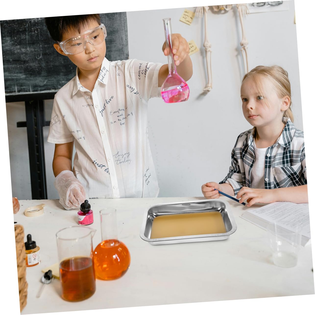 YARNOW Plateau De Dissection en Acier Inoxydable 2 Pièces : Plateau De Dissection Recouvert De Cire pour La Recherche Scientifique, Médicale Et Anatomique – Idéal pour Les Écoles Et Les