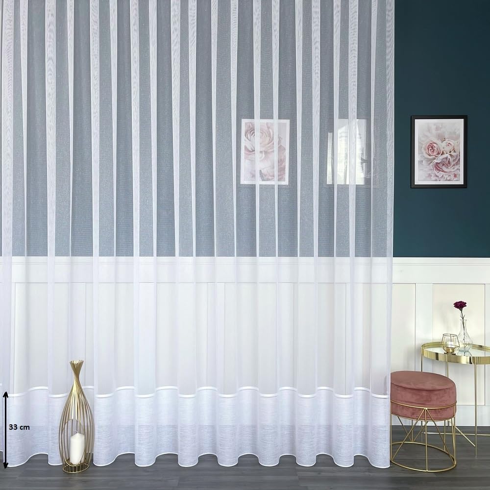 Weiß 400x250 cm (BxH) Gardine Medelin Moderne Fensterdekoration Mit Kräuselband Fertig Genäht Für Wohnzimmer Schlafzimmer Und Küche