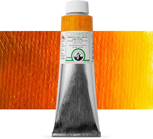 Old Holland Color de aceite clásico - Tubo de 7.6 fl oz extra indio amarillo-marrón tubo de 7.6 fl oz