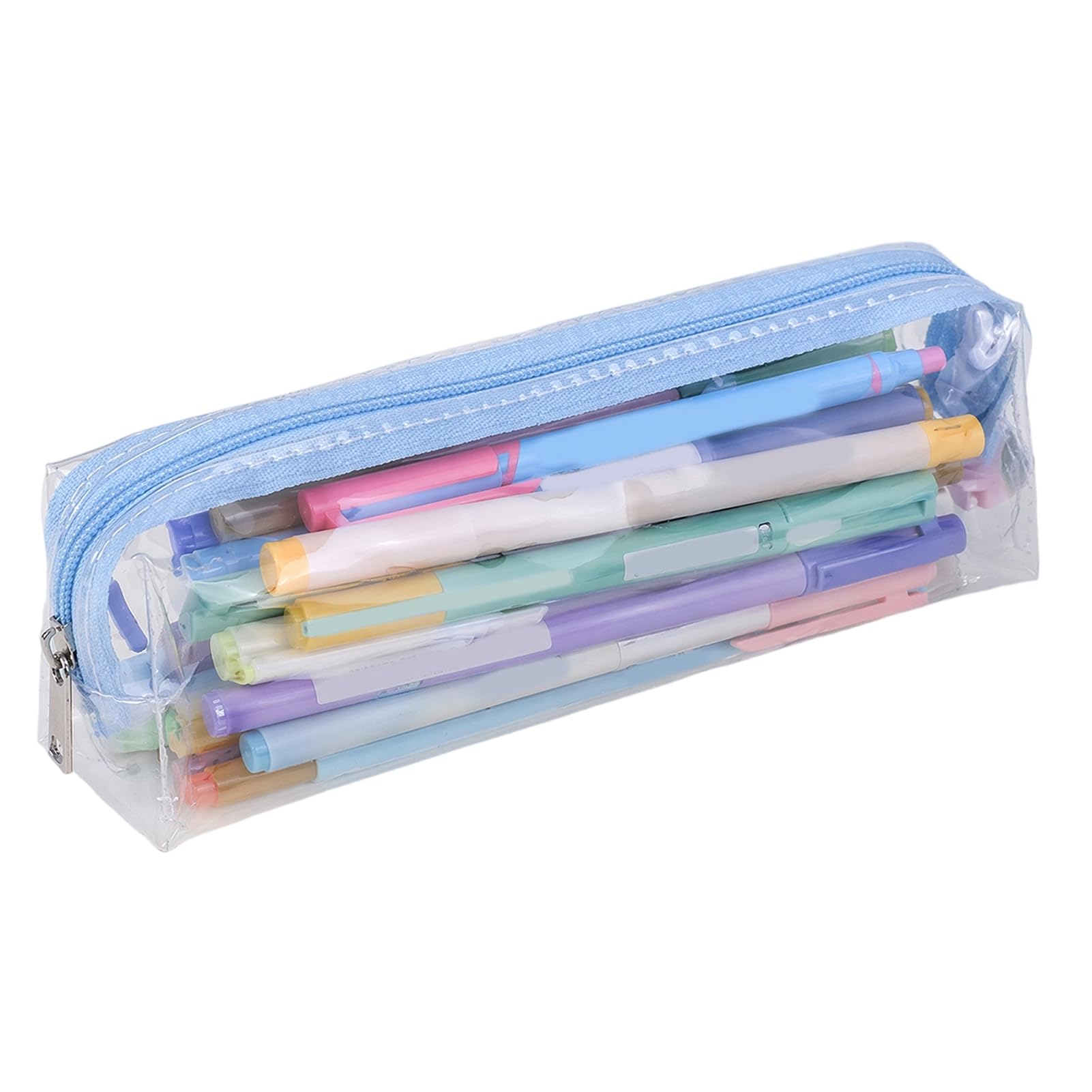 matumou Clear PVC Pencil Case, Waterproof Stationery for Students, Transparent Pouch for School Exam, Large Capacity Zipper Pouch