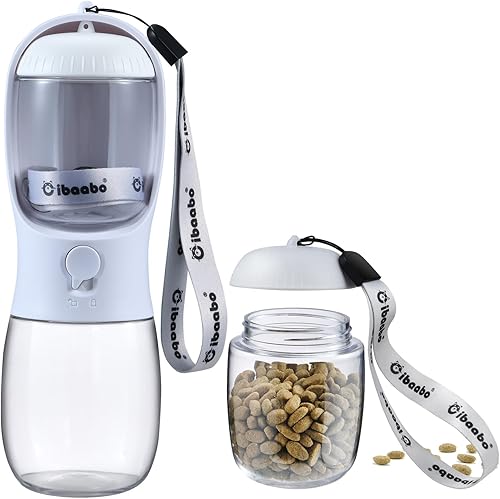 Botella de agua para perros con contenedor de alimentos, cuenco de agua para cachorros de viaje, dispensador portátil para mascotas, artículos de