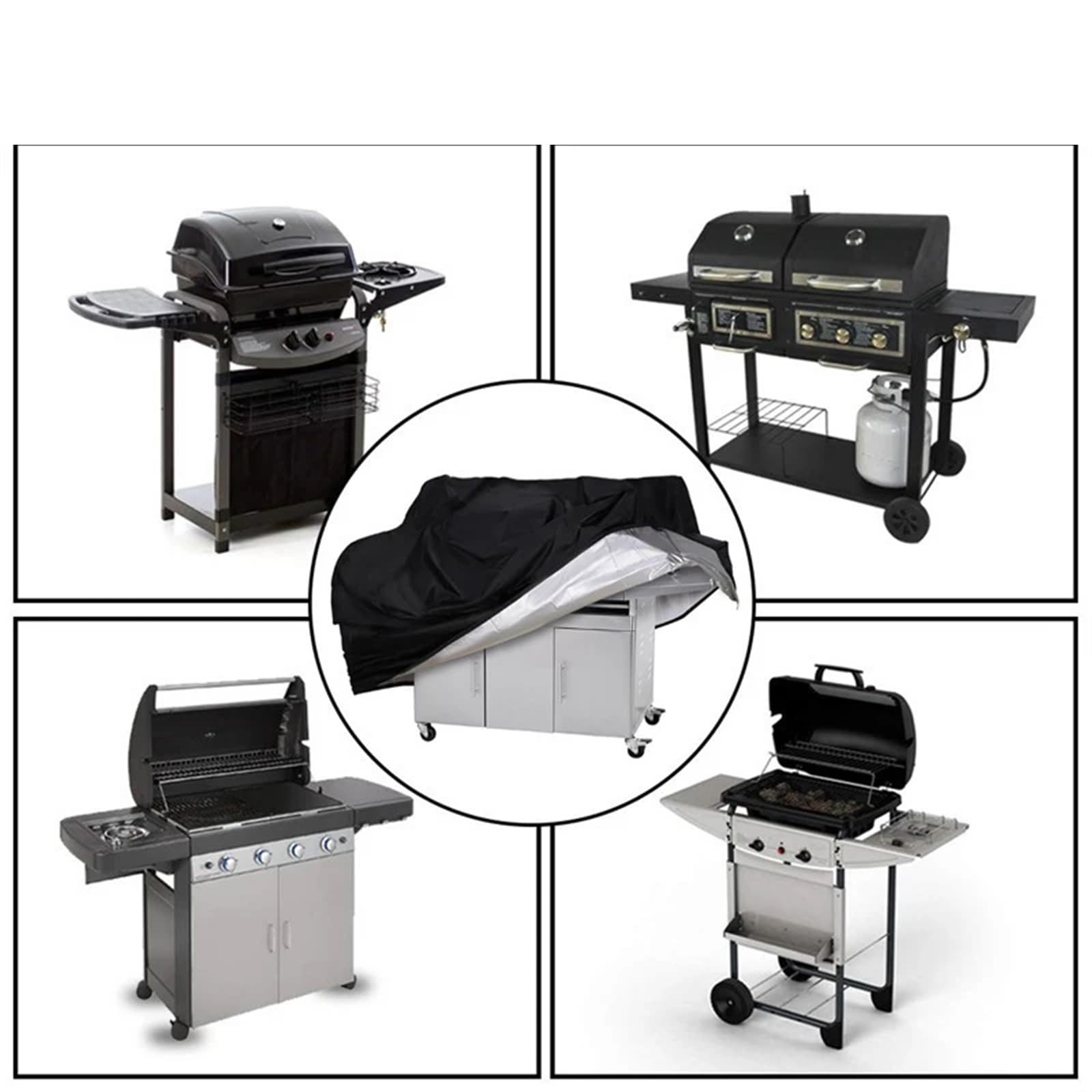 Funda Barbacoa Exterior Cubierta for parrilla, cubierta impermeable for barbacoa, cubierta for parrilla de Gas for barbacoa al aire libre, cubierta for ahumador de barbacoa con cuerda de dobladillo aj