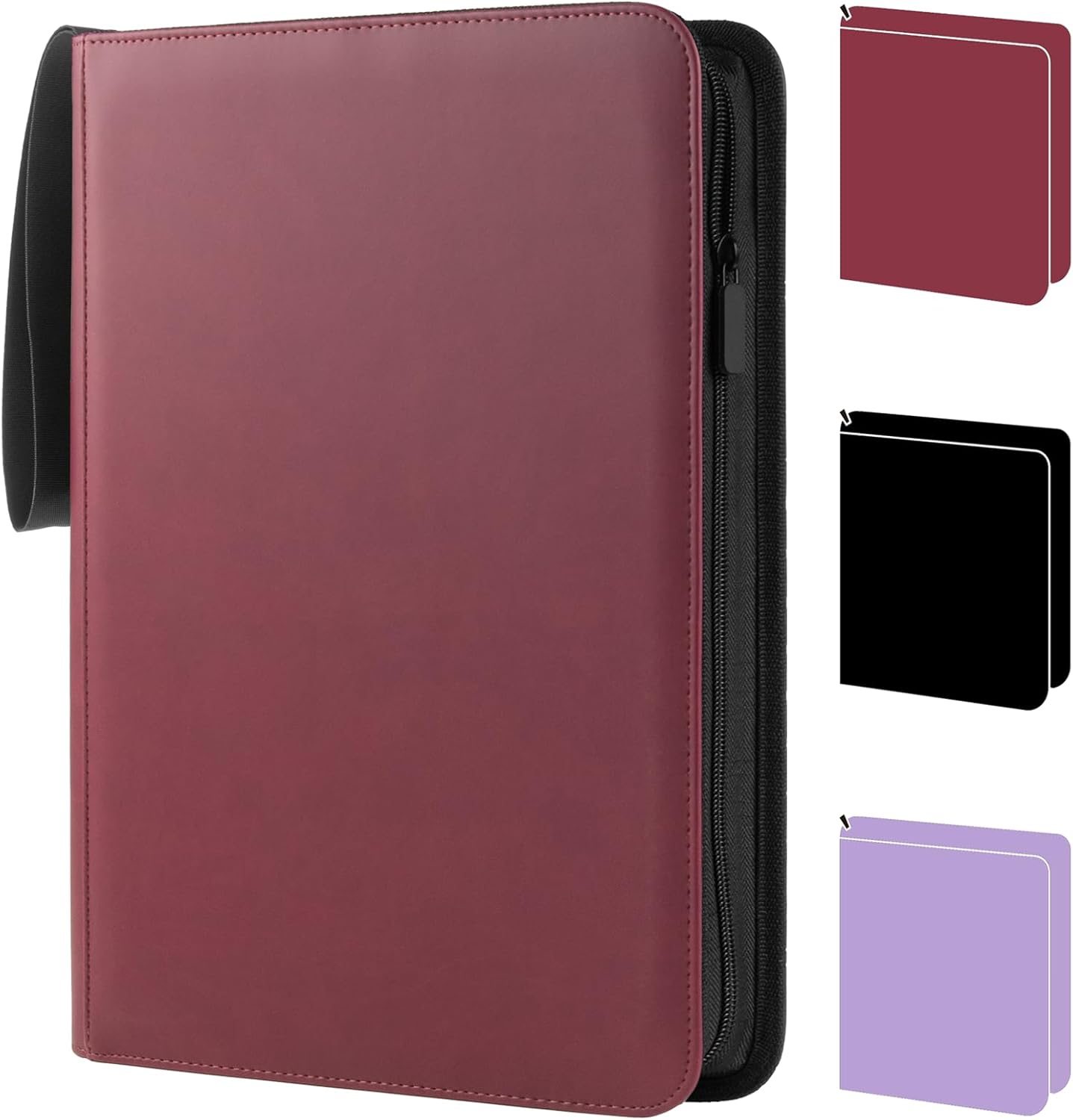 Card Binder 9 Pocket - 432 Cards, Premium Textured & Patterned PU Leather Album, 24 Page Zippered Side-Loading for Baseball, TCG, Trading & Sports Cards (Unique Textured Purple)