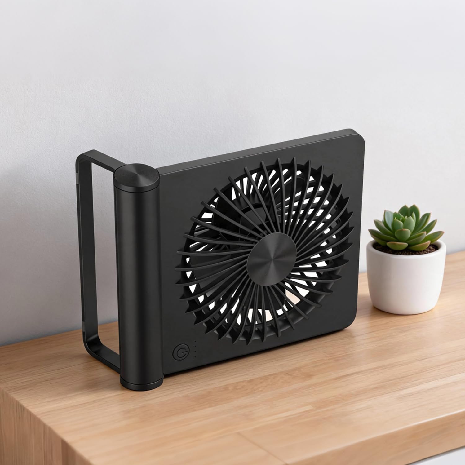 Piccolo ventilatore da scrivania, 2000 mAh, ventilatore USB ricaricabile a batteria, ultra silenzioso, forte vento, ventola da viaggio a 3 velocità
