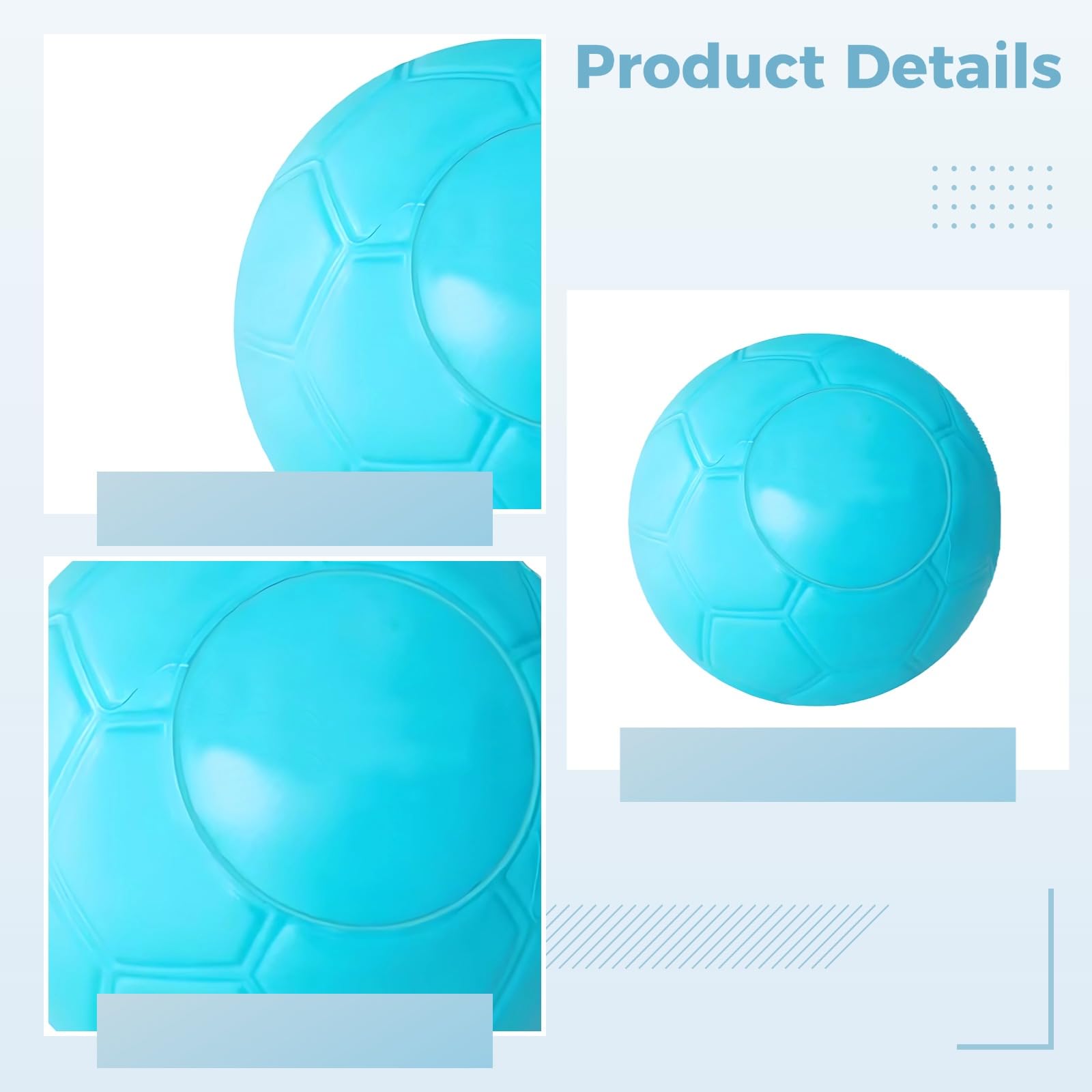 Generisch Pallone da calcio senza gonfiaggio, per adolescenti e adulti, design antiforatura, traiettoria silenziosa, azzurro, 20,7 cm